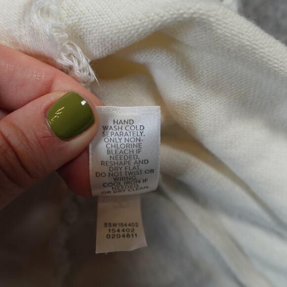 J. Jill Top Womens Extra Small Petite Linen Blend Tank Fringe Hem Knit Ivory - Picture 4 of 9